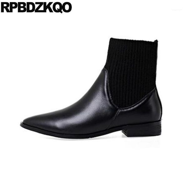 boots shoes women winter ankle slip on genuine leather booties black 2021 low heel casual chunky pointed toe knit boots1
boots shoes women winter ankle slip on genuine leather booties black 2021 low heel casual chunky pointed toe knit boots1