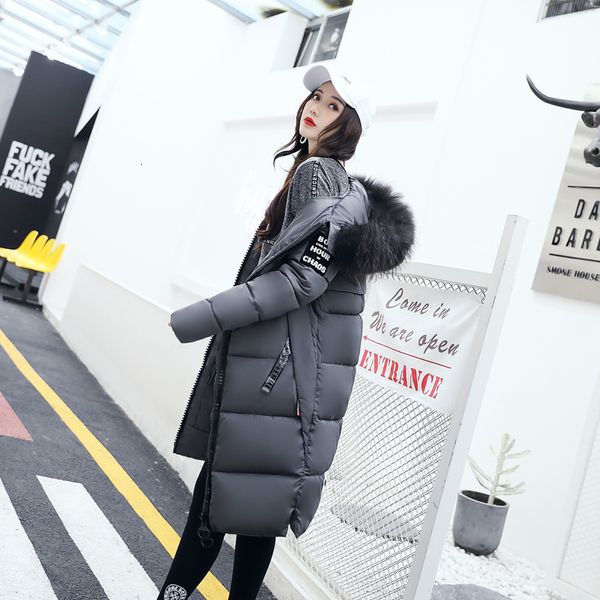 coat winter long women's knee length big hair collar students' thickened padded jacket loose down cotton, Black
coat winter long women's knee length big hair collar students' thickened padded jacket loose down cotton, Black