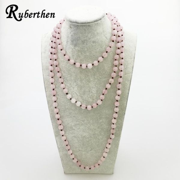 ruberthen designer women necklace handmade long knotted rose stone necklace boho style, Silver
ruberthen designer women necklace handmade long knotted rose stone necklace boho style, Silver