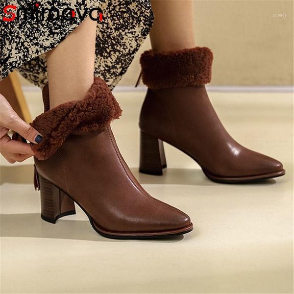 boots smirnova wool snow women genuine leather shoes thick fur pointed toe high heels dress office ankle boots1, Black
boots smirnova wool snow women genuine leather shoes thick fur pointed toe high heels dress office ankle boots1, Black