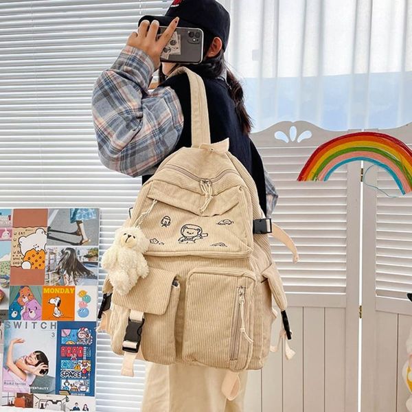 backpack style cartoon embroidery corduroy retro solid color casual daypack shoulder bag
backpack style cartoon embroidery corduroy retro solid color casual daypack shoulder bag