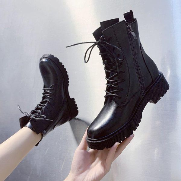 round toe brand women's shoes white ankle boots lace up booties ladies boots-women flat heel fashion low rock autumn rubber, Black
round toe brand women's shoes white ankle boots lace up booties ladies boots-women flat heel fashion low rock autumn rubber, Black