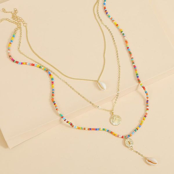 3 pcs/set beach style fashion natural shell pendant necklace women boho ethnic handmade beaded long metal chain layered necklace, Silver
3 pcs/set beach style fashion natural shell pendant necklace women boho ethnic handmade beaded long metal chain layered necklace, Silver