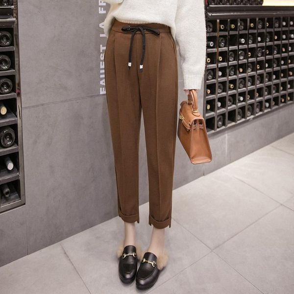 women's autumn and winter new 2020 high waist loose straight tube harem pants suit pants trend, Black;white
women's autumn and winter new 2020 high waist loose straight tube harem pants suit pants trend, Black;white