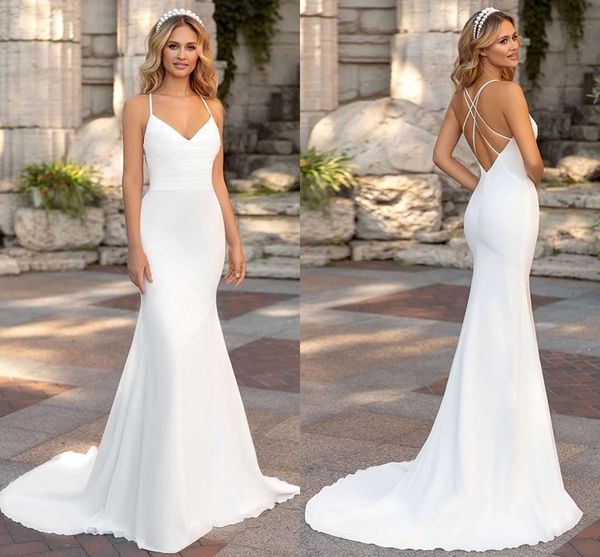 boho spaghetti straps mermaid wedding dresses 2021 criss cross backless bridal gowns sweep train al8290, White
boho spaghetti straps mermaid wedding dresses 2021 criss cross backless bridal gowns sweep train al8290, White