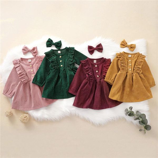 girl's dresses baby girl long sleeve corduroy ruffle dress 6m-5y toddler high-waist mid o-neck buttons princess pleated fall sundress h, Red;yellow
girl's dresses baby girl long sleeve corduroy ruffle dress 6m-5y toddler high-waist mid o-neck buttons princess pleated fall sundress h, Red;yellow