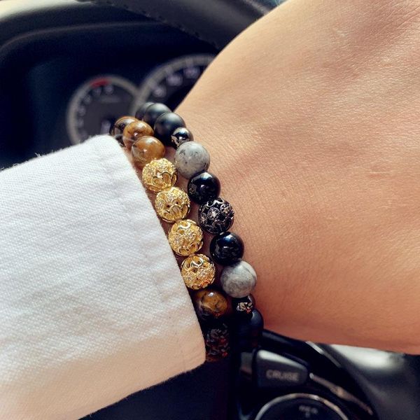 luxury men bracelet pave cz hollow ball charm 8mm matte & tiger eye stone beads bracelet for men jewelry gift, Golden;silver
luxury men bracelet pave cz hollow ball charm 8mm matte & tiger eye stone beads bracelet for men jewelry gift, Golden;silver