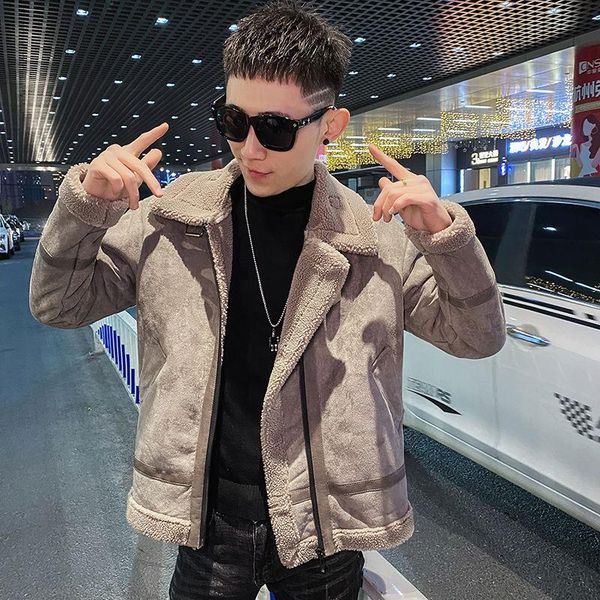 men's down & parkas winter thick lamb fur jacket slim warm fashion retro short coat men streetwear hip-hop korean plush mens clothes, Black
men's down & parkas winter thick lamb fur jacket slim warm fashion retro short coat men streetwear hip-hop korean plush mens clothes, Black