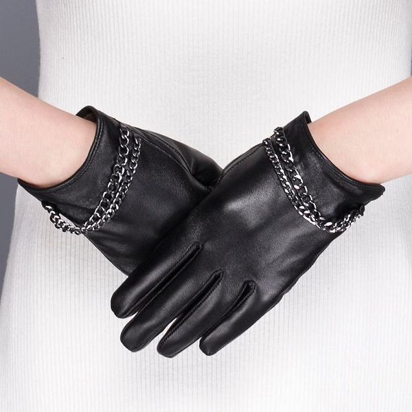 Gours Women' Genuine Leather Gloves Winter Warm Sheepskin Touch Screen Gloves Black Fashion Chain Mittens New Arrival GSL0741, Blue;gray
Gours Women' Genuine Leather Gloves Winter Warm Sheepskin Touch Screen Gloves Black Fashion Chain Mittens New Arrival GSL0741, Blue;gray