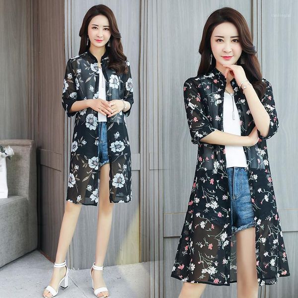 women floral printed chiffon shirt summer long chiffon cardigan lady clothes sun protection shirt half sleeve1, White
women floral printed chiffon shirt summer long chiffon cardigan lady clothes sun protection shirt half sleeve1, White