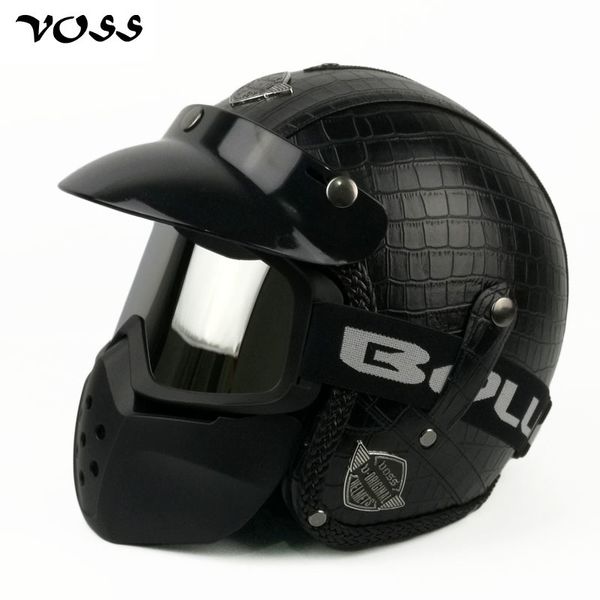 for helmets voss harley faux 3/4 motorcycle leather chopper bike open face vintage moto helmet with goggle mask
for helmets voss harley faux 3/4 motorcycle leather chopper bike open face vintage moto helmet with goggle mask