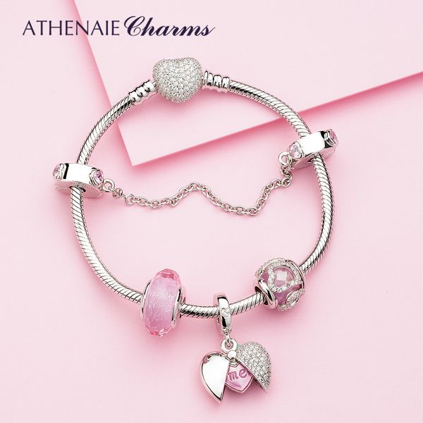 athenaie 925 silver heart charms bracelet with you and me dangle pendant pink beads for women wedding jewerly valentine day 1028, Black
athenaie 925 silver heart charms bracelet with you and me dangle pendant pink beads for women wedding jewerly valentine day 1028, Black