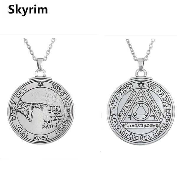 pendant necklaces skyrim unique double-side necklace wicca compass mathematics/moon talisman key of solomon round charm fashion jewelry, Silver
pendant necklaces skyrim unique double-side necklace wicca compass mathematics/moon talisman key of solomon round charm fashion jewelry, Silver