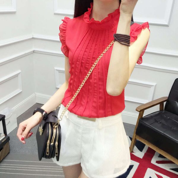 2020 summer new korean women's wear stand collar ear edge slim chiffon shirt lace t-shirt, White
2020 summer new korean women's wear stand collar ear edge slim chiffon shirt lace t-shirt, White