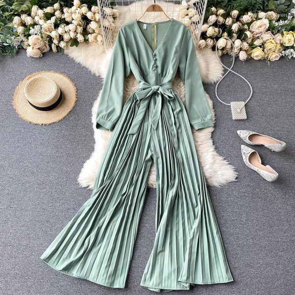 casual v-neck women's bandage romper autumn winter high waist sashes pleated jumpsuit female solid green/red playsuit 202011, Black;white
casual v-neck women's bandage romper autumn winter high waist sashes pleated jumpsuit female solid green/red playsuit 202011, Black;white