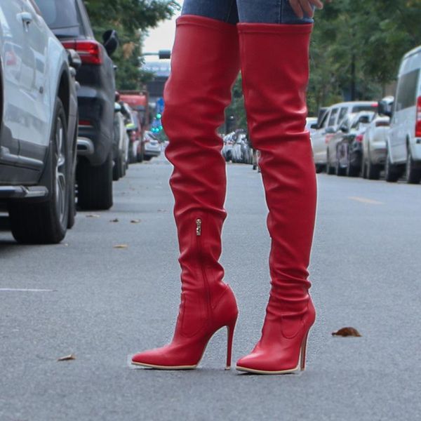 women pleated over the knee boots women's pu leather zipper thigh high boot ladies pointed toe super high heel female shoes, Black
women pleated over the knee boots women's pu leather zipper thigh high boot ladies pointed toe super high heel female shoes, Black