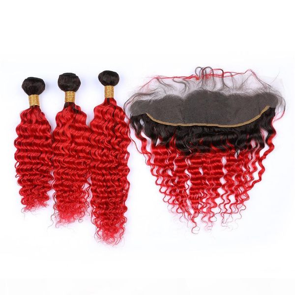 malaysian human hair #1b red dark root ombre deep wave bundles deals with frontal bright red ombre weaves with 13x4 lace frontal closure, Black;brown
malaysian human hair #1b red dark root ombre deep wave bundles deals with frontal bright red ombre weaves with 13x4 lace frontal closure, Black;brown