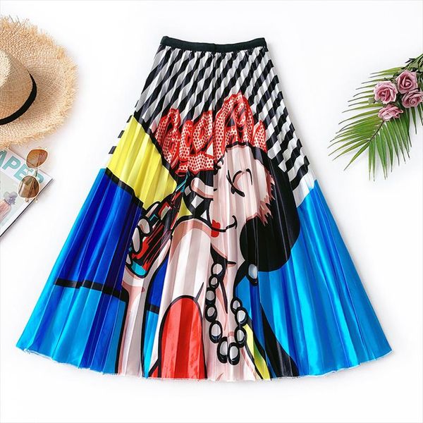 women cartoon printed satin pleated skirt long fashion 2019 new coming high waist harajuku tulle a line mid calf elegant skirts, Black
women cartoon printed satin pleated skirt long fashion 2019 new coming high waist harajuku tulle a line mid calf elegant skirts, Black
