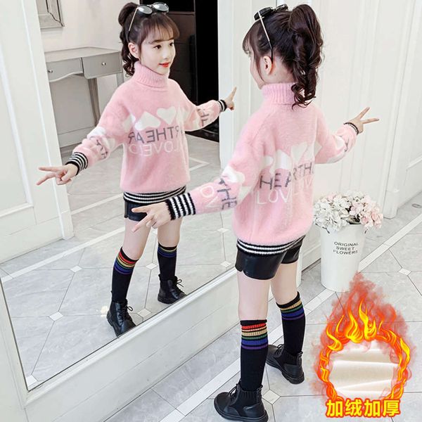 pullover girls' winter sweater 2020 new with high collar thickened mink cashmere medium and large children's wear bottom shirt, Blue
pullover girls' winter sweater 2020 new with high collar thickened mink cashmere medium and large children's wear bottom shirt, Blue