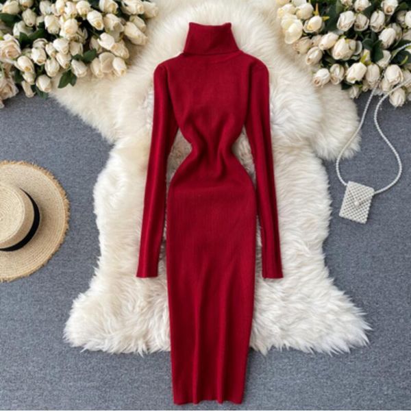 2021 autumn winter warm korean women turtleneck sweater elastic knitted dress solid color female bodycon dress ladies dresses, Black;gray
2021 autumn winter warm korean women turtleneck sweater elastic knitted dress solid color female bodycon dress ladies dresses, Black;gray