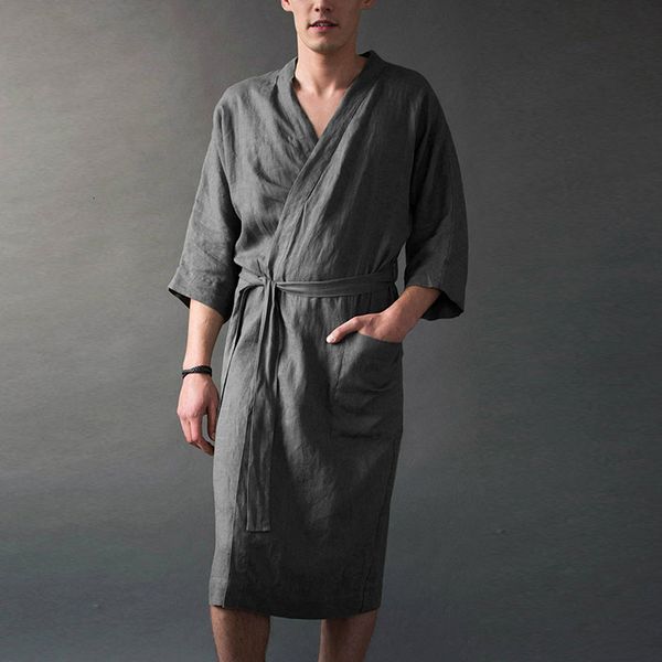 oeak new men robes homewear cotton linen lacing v neck 3/4 sleeve vintage kimono bathrobes pockets sleepwear mens nightgown
oeak new men robes homewear cotton linen lacing v neck 3/4 sleeve vintage kimono bathrobes pockets sleepwear mens nightgown