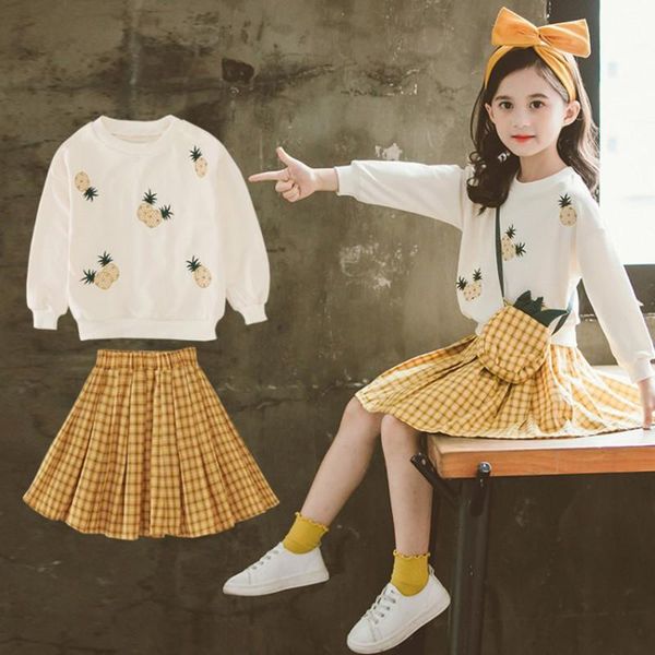 autumn kids girls clothes set pineapple pattern sweater + plaid ball gown dress 2pcs long sleeve clothing sets, White
autumn kids girls clothes set pineapple pattern sweater + plaid ball gown dress 2pcs long sleeve clothing sets, White