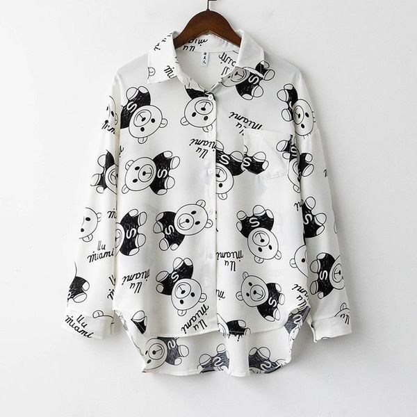 bear print shirt loose single-breasted shirts ladies autumn women blouse new chiffon lapel long-sleeve shirt blusas mujer, White
bear print shirt loose single-breasted shirts ladies autumn women blouse new chiffon lapel long-sleeve shirt blusas mujer, White