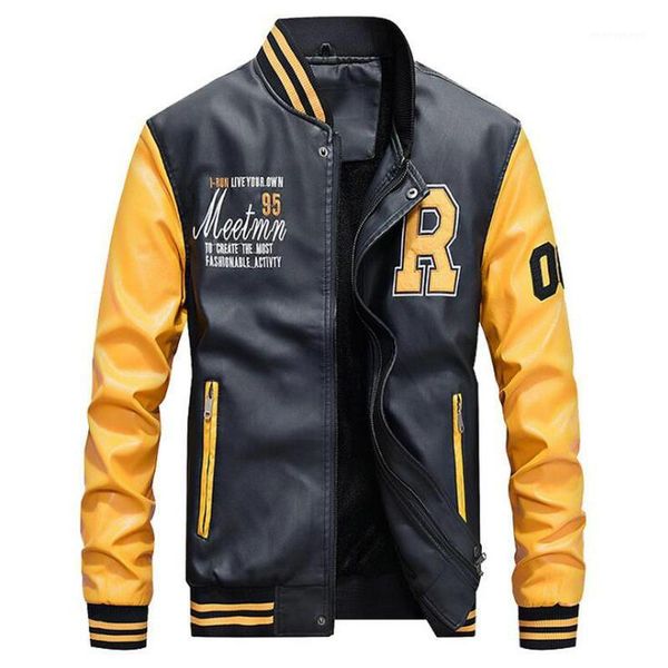 men's fur & faux winter jacket men embroidery baseball jackets pu leather coats slim fit college fleece pilot casaco masculino1, Black
men's fur & faux winter jacket men embroidery baseball jackets pu leather coats slim fit college fleece pilot casaco masculino1, Black