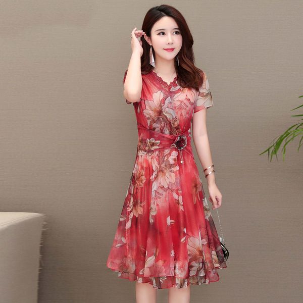 summer women vintage short sleeve v-neck knee-length a-line printing chiffon red regular simple plus size coctail dress 9639 party, Black
summer women vintage short sleeve v-neck knee-length a-line printing chiffon red regular simple plus size coctail dress 9639 party, Black