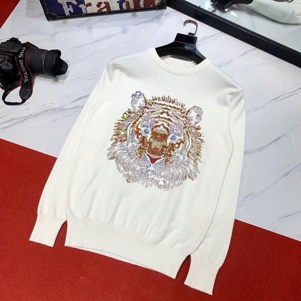 men's sweaters autumn and winter european style warmth with rhinestone tiger sweater fashion sweatshirt casual slim pullover, White;black
men's sweaters autumn and winter european style warmth with rhinestone tiger sweater fashion sweatshirt casual slim pullover, White;black