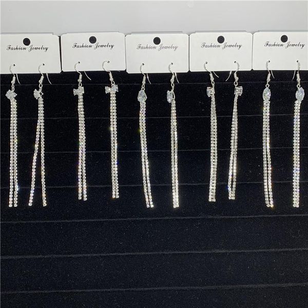 dangle & chandelier zircon rhinestone crystal long tassel earrings for women bridal bow drop dangling brincos wedding jewelry, Silver
dangle & chandelier zircon rhinestone crystal long tassel earrings for women bridal bow drop dangling brincos wedding jewelry, Silver