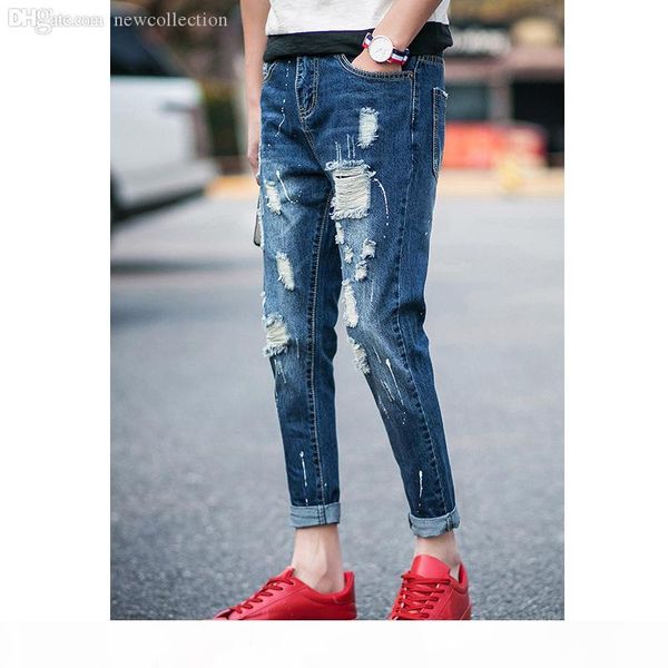 wholesale-men's jeans scratched distrressed skinny destroy wash ripped vintage hollow out casual cropped pants begger crazy big, Blue
wholesale-men's jeans scratched distrressed skinny destroy wash ripped vintage hollow out casual cropped pants begger crazy big, Blue