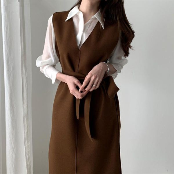 new 2021 autumn spring women dresses sashes solid split straight knitting warm sweater elegant office ladies, Black;gray
new 2021 autumn spring women dresses sashes solid split straight knitting warm sweater elegant office ladies, Black;gray