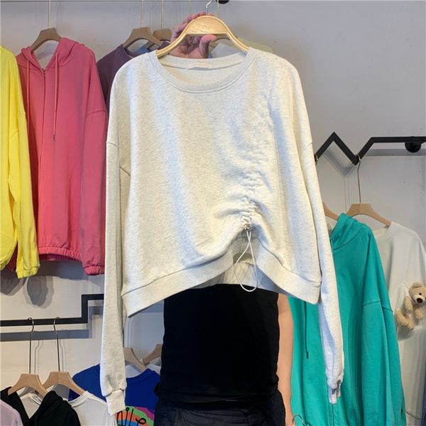 2020 spring and autumn new korean thin solid coat sweater color round neck sweater women's irregular short loose student coat ggfdy, Black
2020 spring and autumn new korean thin solid coat sweater color round neck sweater women's irregular short loose student coat ggfdy, Black