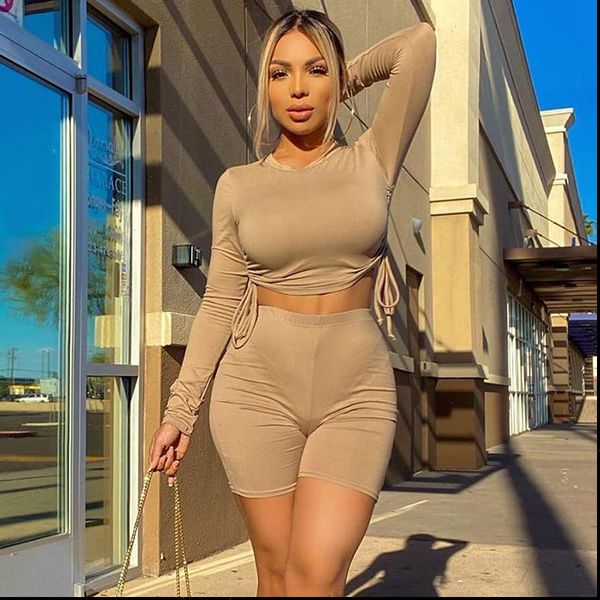 2021 winter women sport fitness 2 two piece set outfits long sleeve crop tshirt shorts pants set tracksuit, Gray
2021 winter women sport fitness 2 two piece set outfits long sleeve crop tshirt shorts pants set tracksuit, Gray
