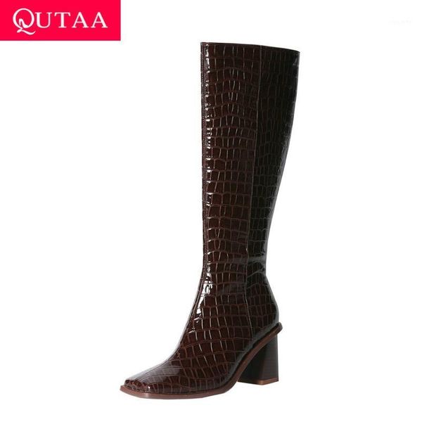 qutaa 2021 knee high women boots square high heel zipper women shoes quality pu square toe autumn winter ladies boots size 34-391, Black
qutaa 2021 knee high women boots square high heel zipper women shoes quality pu square toe autumn winter ladies boots size 34-391, Black
