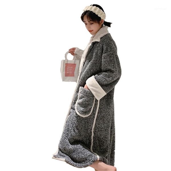 women's sleepwear pajamas warm ladies women autumn winter thick coral fleece home service korean long-sleeved loose bathrobes night rob, Black;red
women's sleepwear pajamas warm ladies women autumn winter thick coral fleece home service korean long-sleeved loose bathrobes night rob, Black;red