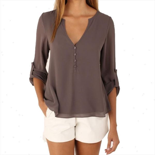 3 4 sleeve deep v neck chiffon blouse summer autumn women casual button solid shirt blusas plus size, White
3 4 sleeve deep v neck chiffon blouse summer autumn women casual button solid shirt blusas plus size, White