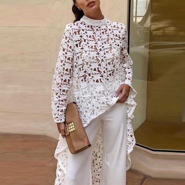 2021 summer date female lace blouse asymmetric sleeve long black shirts fashion plus size shirt xl 8f12, White
2021 summer date female lace blouse asymmetric sleeve long black shirts fashion plus size shirt xl 8f12, White