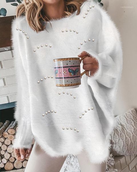 women's sweaters 2021 autumn winter women elegant lantern sleeve o-neck sweater femme solid casual beaded ladies fluffy chandail1, White;black
women's sweaters 2021 autumn winter women elegant lantern sleeve o-neck sweater femme solid casual beaded ladies fluffy chandail1, White;black