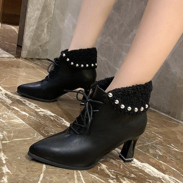 leather ankle boots 2021 pointed toe boots rubber cycling women's shoes women's chunky high heel lace-up winter b1119, Black
leather ankle boots 2021 pointed toe boots rubber cycling women's shoes women's chunky high heel lace-up winter b1119, Black