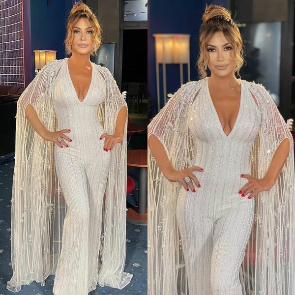 v neck glittering jumpsuit evening dress with long wrap prom gowns beading sequins slim party celebrity dress, Black;red
v neck glittering jumpsuit evening dress with long wrap prom gowns beading sequins slim party celebrity dress, Black;red