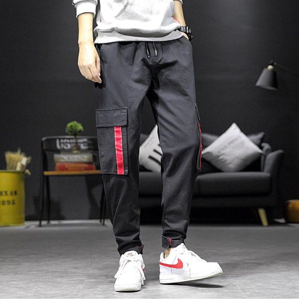 men's pants mkass autumn casual elastic waist overalls solid color trousers, Black
men's pants mkass autumn casual elastic waist overalls solid color trousers, Black