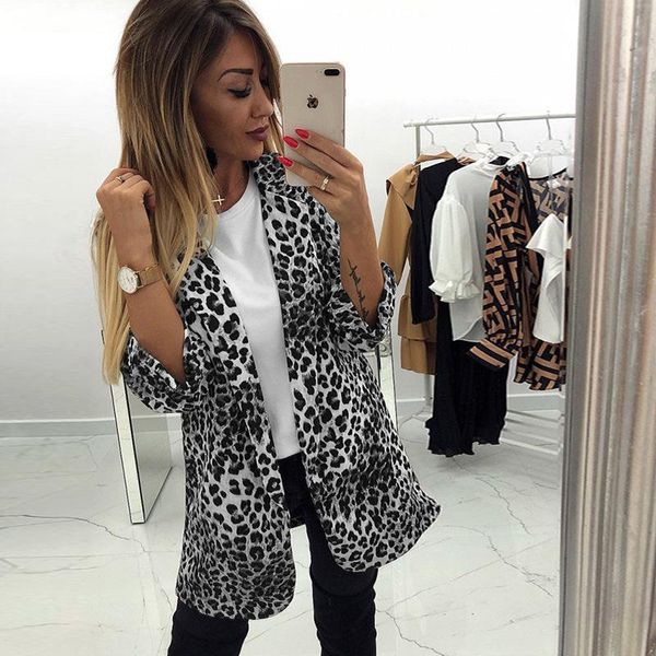 women's suits & blazers leopard print small suit with three quarter sleeve jacket women black single breasted notched jackets, White;black
women's suits & blazers leopard print small suit with three quarter sleeve jacket women black single breasted notched jackets, White;black