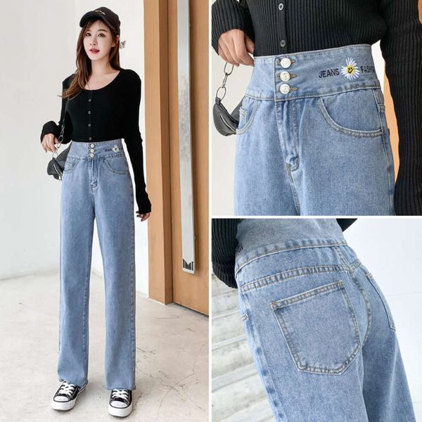 super high waist jeans women's versatile wide leg straight loose and thin floor pants korean version, Blue
super high waist jeans women's versatile wide leg straight loose and thin floor pants korean version, Blue