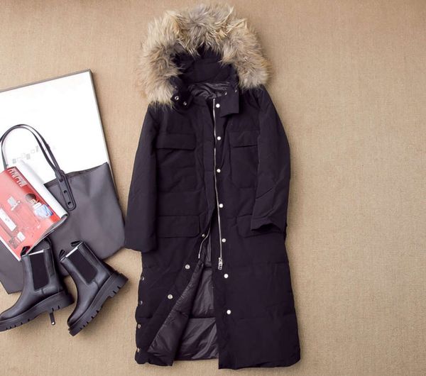 temperament self retaining series warm luxury white raccoon dog feather collar medium length hooded down jacket for women winter coats long, Black
temperament self retaining series warm luxury white raccoon dog feather collar medium length hooded down jacket for women winter coats long, Black
