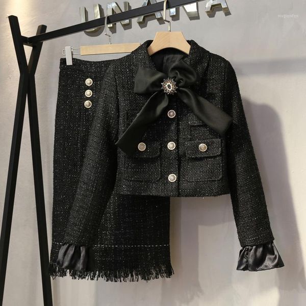 autumn winter vintage tweed two piece outfits woolen diamonds bowknot short jacket coat + tassels midi pencil skirt suits1, Gray
autumn winter vintage tweed two piece outfits woolen diamonds bowknot short jacket coat + tassels midi pencil skirt suits1, Gray