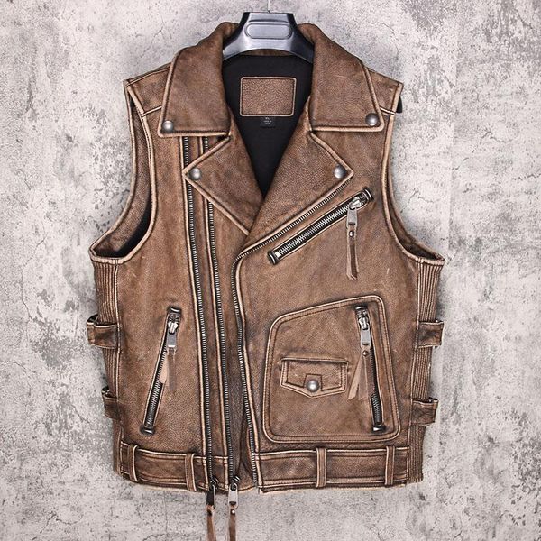 men's vests men's real leather motorcycle biker vest genuine cowhide sleeveless jackets zipper punk short waistcoat, Black;white
men's vests men's real leather motorcycle biker vest genuine cowhide sleeveless jackets zipper punk short waistcoat, Black;white