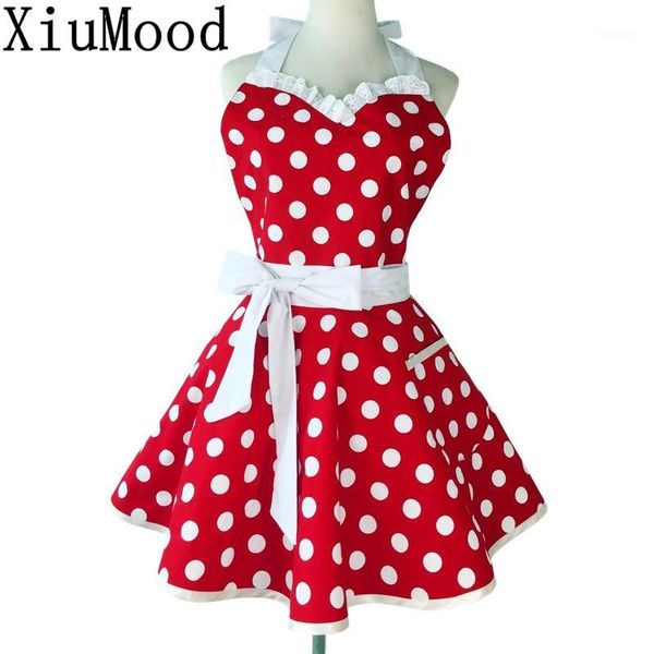 aprons xiumood for woman's home kitchen cooking dining accessory retro full red dot cotton bib with pocket1
aprons xiumood for woman's home kitchen cooking dining accessory retro full red dot cotton bib with pocket1