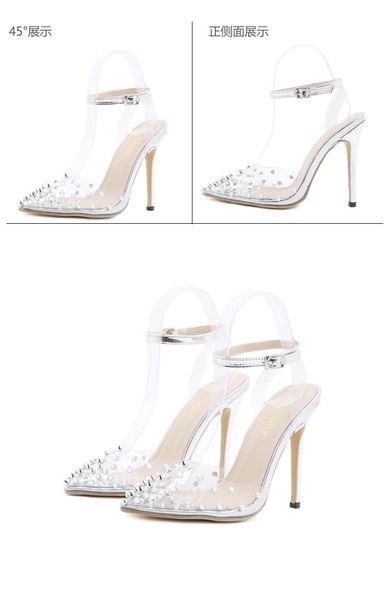2021 new nightclub temperament pointy heels with high heels, high-heeled, clear rivets. zkbt, Black
2021 new nightclub temperament pointy heels with high heels, high-heeled, clear rivets. zkbt, Black